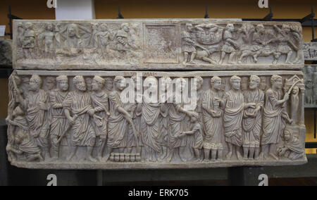 Sarkophag von Sabinus. Roman.  Frühchristliche. Reliefs mit Szenen aus dem neuen Testament. Vatikan Museum. Stockfoto