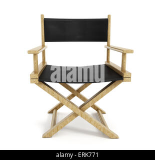 Stuhl des Regisseurs isoliert auf weißem Hintergrund. Stockfoto