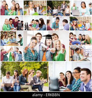 Collage mit vielen Bildern von College-Studenten Stockfoto