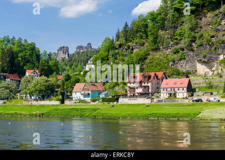 Fluss Elbe, Rathen, Sächsische Schweiz, Sachsen, Deutschland Stockfoto