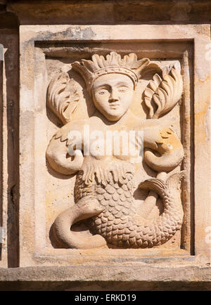 Renaissance-Relief, Plassenburg Hof, Kulmbach, Oberfranken, Franken, Bayern, Deutschland Stockfoto