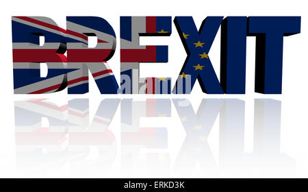 Brexit Text mit britischen und EU-Fahnen Abbildung Stockfoto