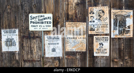 Wild-West-Kopfgeld wollten Poster, Old Tucson Studios, Tucson, Arizona, USA Stockfoto