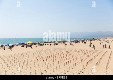 Arlington West, Friedhof für die gefallenen Soldaten des Irak-Krieges, Santa Monica, Kalifornien, USA Stockfoto