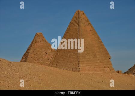 Meroitischen Pyramiden der nördlichen Gruppe am Gebel Barkal, Karima, nördlichen Staat, Nubien, Sudan Stockfoto