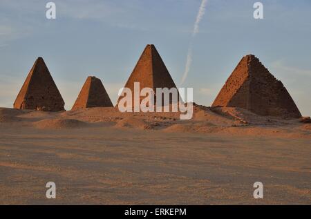 Meroitischen Pyramiden der nördlichen Gruppe am Gebel Barkal, Karima, nördlichen Staat, Nubien, Sudan Stockfoto