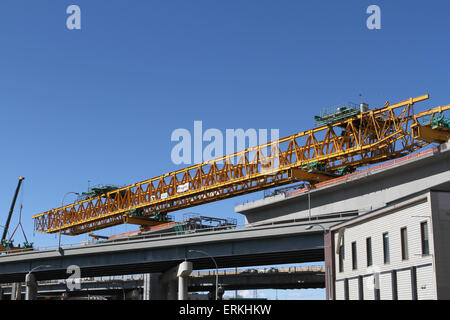 Bau der Stadtbahn in Calgary, Alberta, Kanada Stockfoto