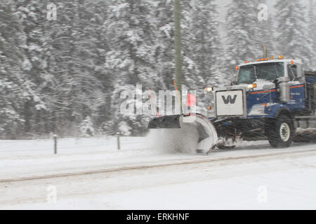 Schneepflug clearing eine Straße Stockfoto