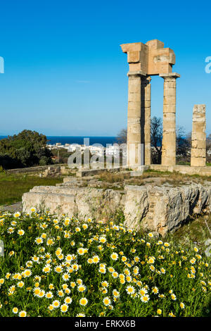 Der Apollo-Tempel auf der Akropolis, Rhodos, Dodekanes, griechische Inseln, Griechenland, Europa Stockfoto