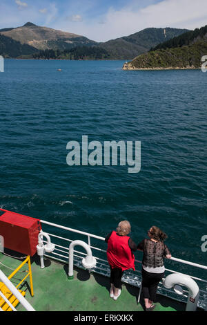 Die interisland Fähre unterwegs von Picton nach Wellington in Neuseeland. Stockfoto