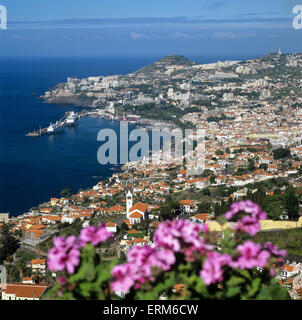 Blick über die Bucht von Funchal, Funchal, Madeira, Portugal, Europa Stockfoto