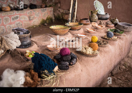 Peru - Inka - Alpaka Farbstoffe Stockfoto