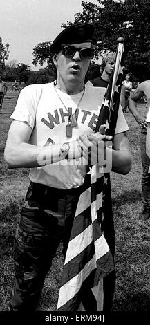 Chicago, Illinois 28.06.1986 KKK Mitglieder und ein weißes Supremacist Gruppe America First Committee, halten eine Kundgebung in Marquette Park. Stockfoto