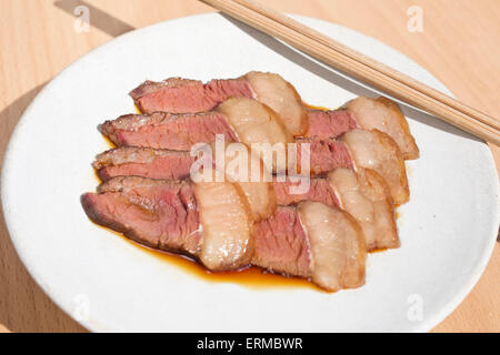 40 Tage im Alter von Rindfleisch Rump GAP in eine weiße Sojasauce, BAO London, taiwanesische Restaurant, Lexington Street, Soho, London, Großbritannien Stockfoto