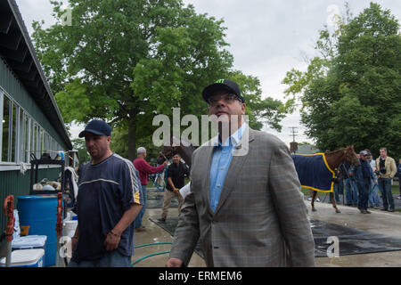 Elmont, New York, USA. 4. Juni 2015. AHMED ZAYAT, Besitzer von 2015 Belmont Stakes Anwärter amerikanisches PHAROAH, heute Morgen im Belmont Park, Donnerstag, 4. Juni 2015. Bildnachweis: Bryan Smith/ZUMA Draht/Alamy Live-Nachrichten Stockfoto