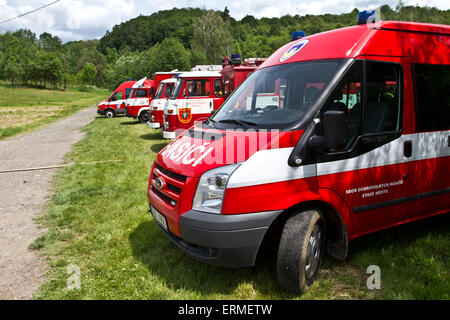 Tschechische Freiwillige Feuerwehr Ausbildung Stockfoto