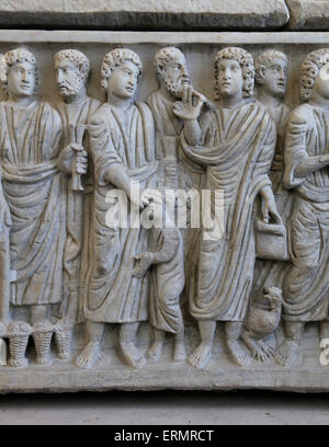 Frühchristliche. Römischer Sarkophag des Marcus Claudianus (330-335 n. Chr.). Heilung des blinden. Via della Lungara nächste S. Giacomo Stockfoto