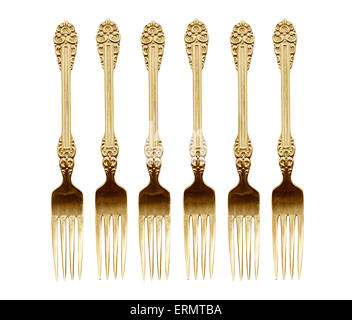 Die isolierte Gold Gabeln Stockfoto