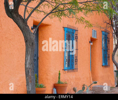 Detailansicht einer Adobe Wohnung, Tucson Arizona Stockfoto