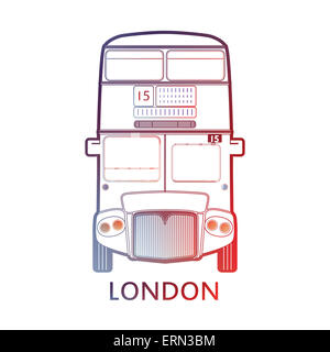 Symbol für London - rote Bus-Symbol – bunte Grafik - modernes Design. Llustration vereinfacht, Info - Grafiken, linearen Stil Stockfoto