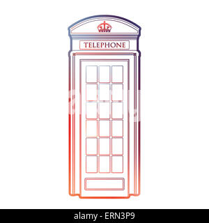 London-Symbol - rotes Telefon Symbol – bunt und lineare Stand Grafik - moderne Gliederung Kastendesign - isoliert-Infografiken Stockfoto