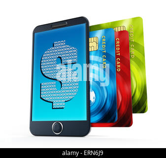 Konzept der Online-Bezahlung mit Kreditkarten und smartphone Stockfoto