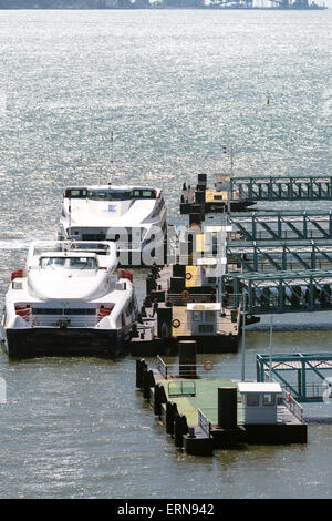 Moderne Fähren am Tejo in Lissabon am Terminal fluvial die Fähre terminal Cais Do Sodre Bereich zentrale Lissabon Port Stockfoto