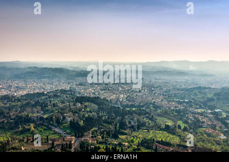 Panoramablick über Florenz von Fiesole. Toskana, Italien Stockfoto