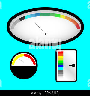 Reihe von Indikatoren mit farbigen spektrale Indikator. Mess- und Zeiger, Panel-Steuerelement, Vektor-Grafik illustration Stockfoto
