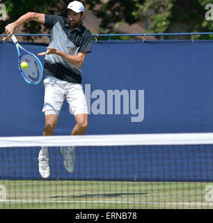 Manchester UK 5. Juni 2015 Konstantin Kravchuk (Russland) schlägt Matthew Ebden (Australien) 7: 6, 4-6, 7-5 in das Viertelfinale bei der Aegon Manchester Trophy statt im nördlichen Tennis Club, Didsbury. Tennis Aegon Manchester Trophy Manchester UK Credit: John Fryer/Alamy Live-Nachrichten Stockfoto
