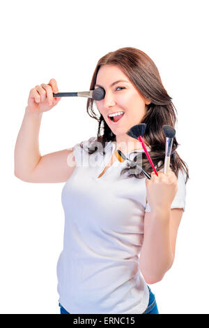 Visagist und Make-up Pinsel isoliert Studio gedreht Stockfoto