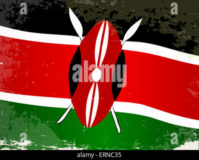 Die Flagge des afrikanischen Landes Kenia Stockfoto