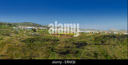 Gran Canaria, die Metall-beschaeftigten Teile, Panoramablick über den Barranco de azuaje von firgas in Richtung Moya Stockfoto