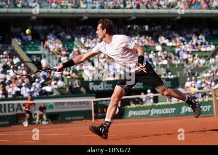 Roland Garros, Paris, Frankreich. 5. Juni 2015. Herren Halbfinale; Andy Murray gegen Novak Djokovic. Andy Murray (Gbr) Credit: Action Plus Sport/Alamy Live News Stockfoto