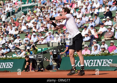 Roland Garros, Paris, Frankreich. 5. Juni 2015. Herren Halbfinale; Andy Murray gegen Novak Djokovic. Andy Murray (Gbr) Credit: Action Plus Sport/Alamy Live News Stockfoto