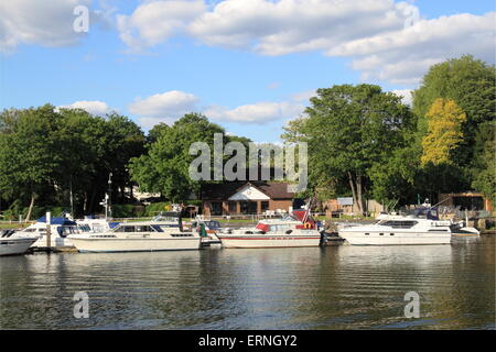 Thames Motor Yachtclub, Themse, Hampton Court, East Molesey, Surrey, England, Großbritannien, Vereinigtes Königreich, UK, Europa Stockfoto