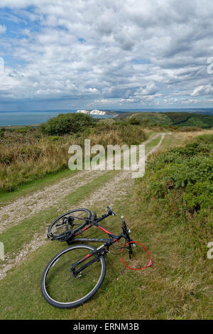 Blick Richtung Freshwater Bay, Tennyson Trail, Mottistone, Isle of Wight, England, UK, GB. Stockfoto