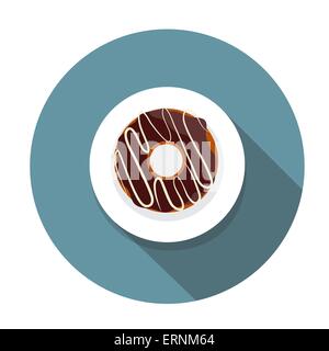 Donut-flach-Symbol mit langen Schatten, Vektor-Illustration Stock Vektor