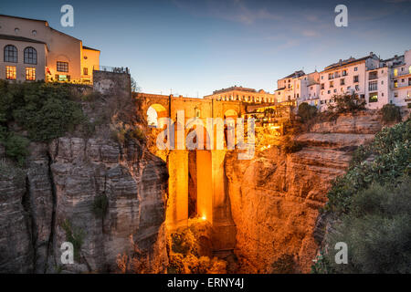 Ronda, Spanien an der Brücke Puente Nuevo. Stockfoto