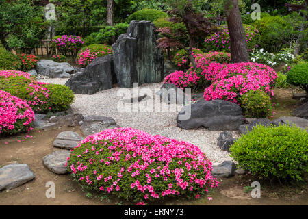 Kitain Garten soll nur von den Tempelbau selbst angesehen werden.  Der Garten ist bepflanzt mit Pflaume, Kirsche und Ahorn tr Stockfoto