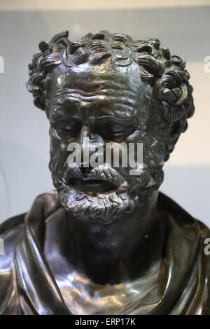 Heraklit von Ephesus (535-475 v. Chr.). Vorsokratischen griechischen Philosophen. Porträt Kopf. Bronze. Von Herculaneum. Villa von der Papry. Stockfoto