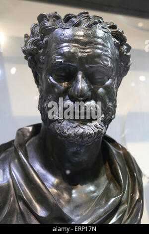 Heraklit von Ephesus (535-475 v. Chr.). Vorsokratischen griechischen Philosophen. Porträt Kopf. Bronze. Von Herculaneum. Villa von der Papry. Stockfoto