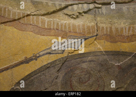 Römische Epoche. Wandmalerei. Schild und Lanze. Detail. Rom. Italien. Kaiserzeit. Stockfoto