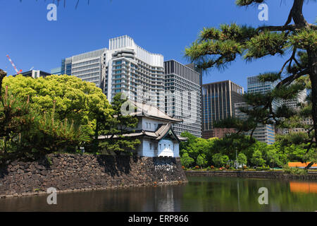 Kaiserpfalz und Skyline von Tokyo Stockfoto