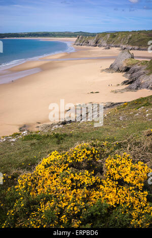 Drei Klippen Bucht auf der Gower-Halbinsel in Wales, Großbritannien Stockfoto