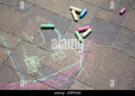 Chalk Kunst auf Zement Straßenfertiger Stockfoto