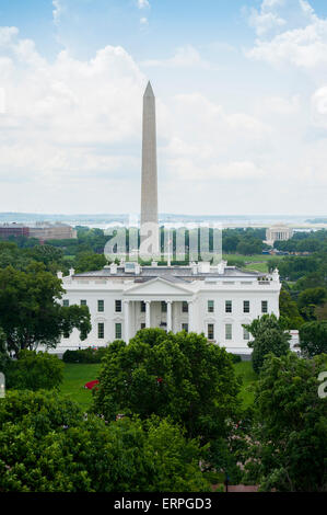 USA, Washington DC das Weiße Haus nach Hause von dem amerikanischen Präsidenten Luftbild Washington Monument und Jefferson Memorial Stockfoto