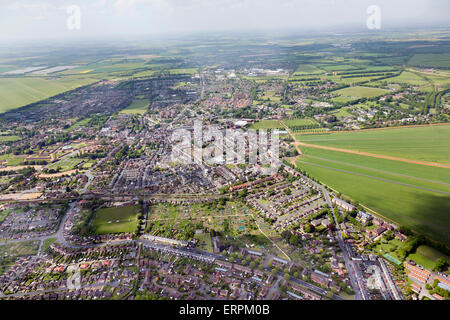 Luftaufnahme von Newmarket Stadtzentrum in Suffolk, UK Stockfoto