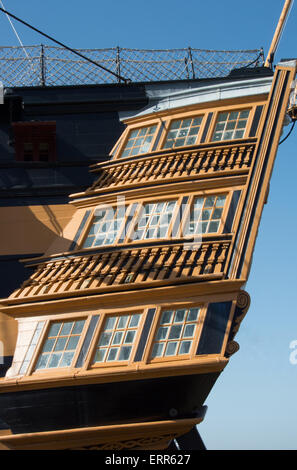HAMPSHIRE; PORTSMOUTH DOCKYARD; PORT-SEITE-HECK DES H.M.S.VICTORY Stockfoto