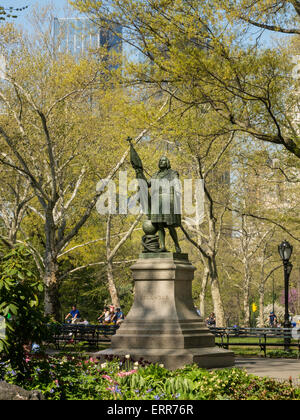 Statue von Christopher Columbus, Central Park, New York City Stockfoto